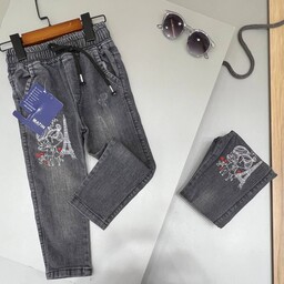شلوار جین دخترانه سایز55 تا80 جنس اسلپ کش دار رنگ ذغالی 