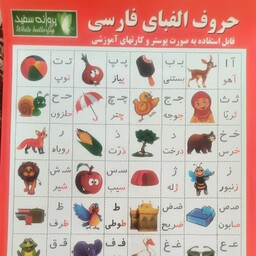 حروف الفبای فارسی به صورت پوستر یا کارت اموزشی