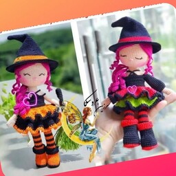 عروسک بافتنی سارا با لباس هالووین بسیار زیبا و دوست داشتنی
