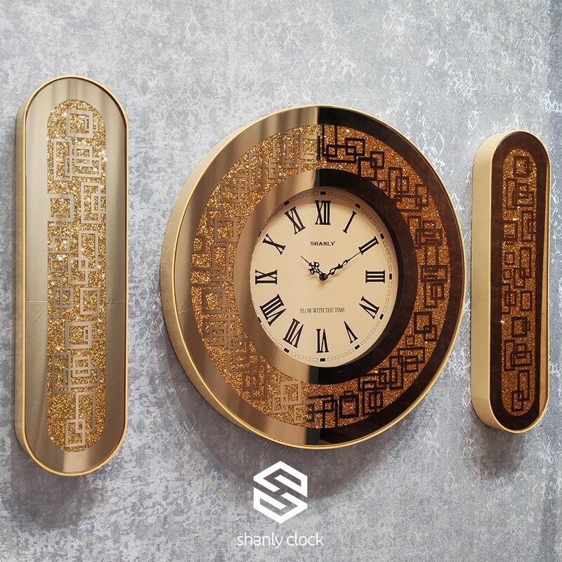 ساعت دیواری مدل آینه ای رنگ برنز 