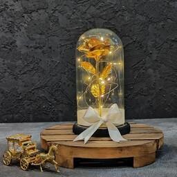 باکس گل گلکسی طلایی شیشه ای دکوری زیبا با ریسه چراغدار  ارسال رایگان پستی