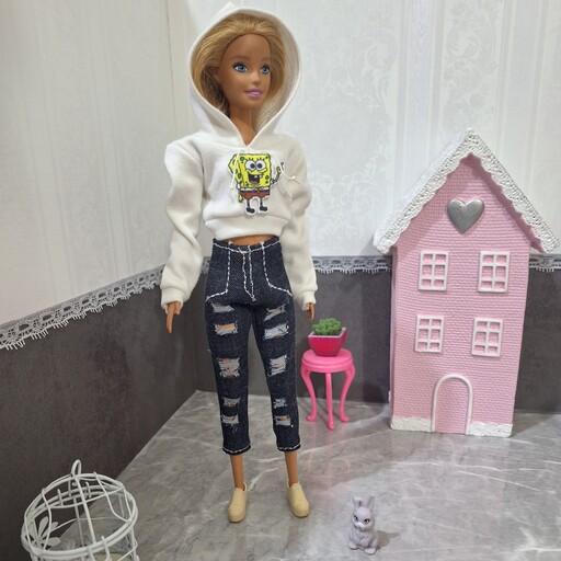 هودی عروسک باربی  شامل هودی (با طرحهای مختلف لطفا ورق بزنید )و شلوار جین 