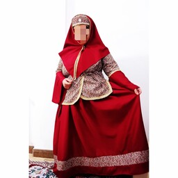 لباس سنتی و محلی قاجاری یا قجری زنانه و دخترانه به همراه روسری