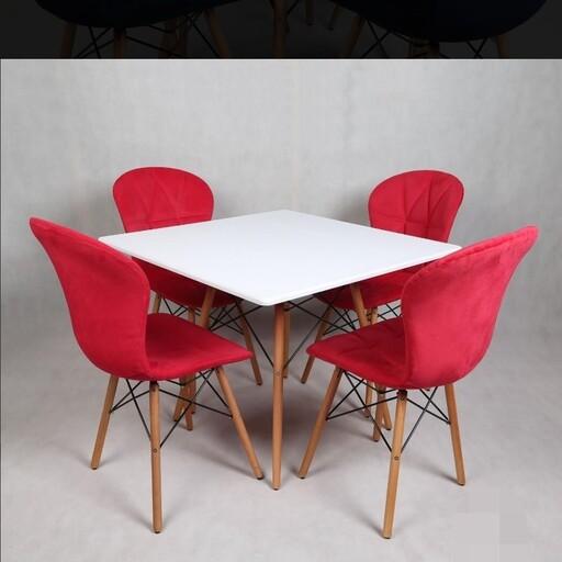 میز و صندلی چهار نفر مدل ماهور لمسه ای پایه ایفلی.کیفیت عالی در رنگ بندی