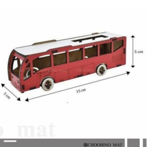 ماشین چوبی اسباب بازی طرح اتوبوس، دکوری، اسباب بازی، هدیه پسرونه