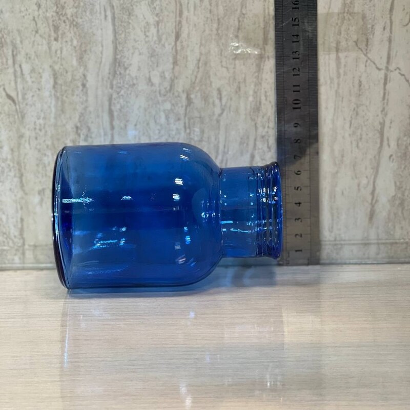گلدان شیشه ای آبی کوچک ساخت ایران