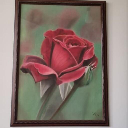 تابلو نقاشی پاستل طرح گل رز