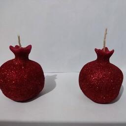 شمع انار برای شب یلدا رنگ قرمز و مشکی سایز 6