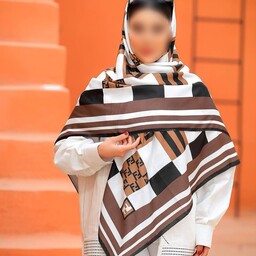 روسری نخی پاییزه منگوله دار قواره 140 رنگ قهوه ای طرح فندی برند سیا اسکارف (ارسال رایگان)