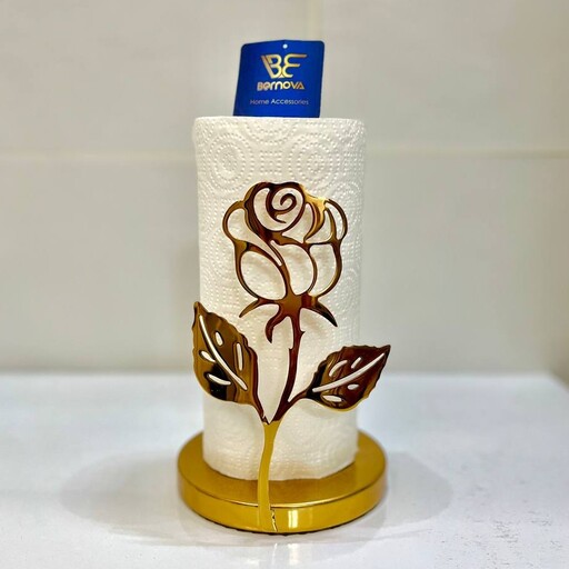 جادستمال رول ( پایه رول دستمال کاغذی ) برنوا مدل گل غنچه طلایی