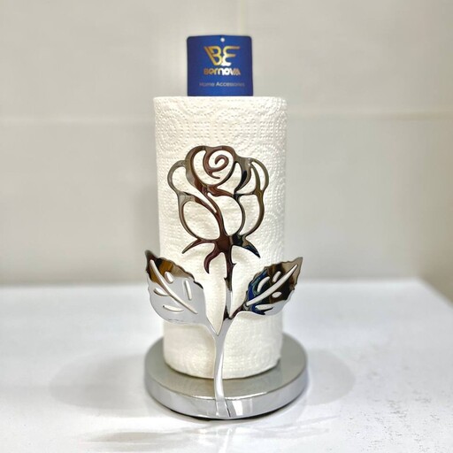 جادستمال رول ( پایه رول دستمال کاغذی ) برند برنوا مدل گل غنچه نقره ای