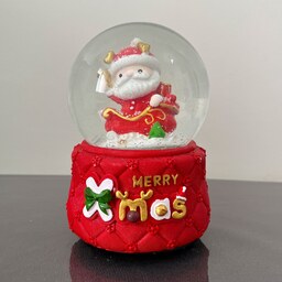 گوی برفی شیشه ای موزیکال کریسمس و بابانوئل کوکی سایز بزرگ کد 5