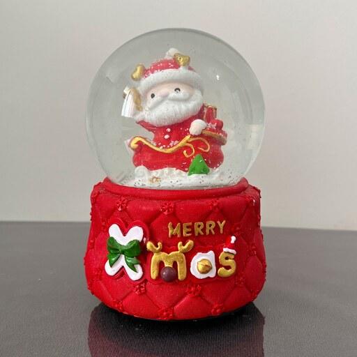 گوی برفی شیشه ای موزیکال کریسمس و بابانوئل کوکی سایز بزرگ کد 5