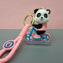 جاکلیدی  سیلیکونی عروسکی طرح پاندا دوچرخه سوار