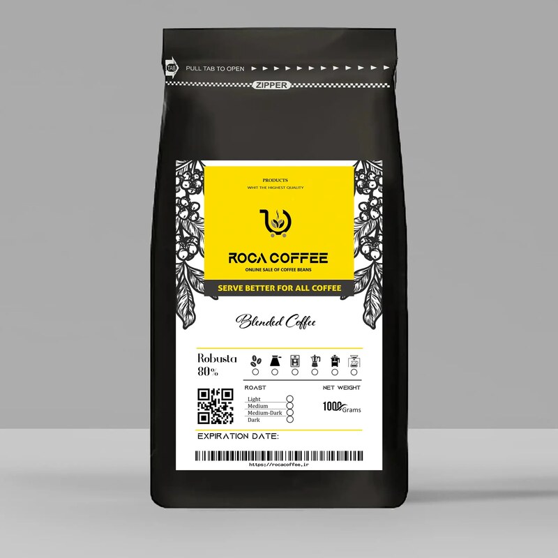 قهوه روبوستا 80درصد 1000 گرم قهوه اسپرسو میکس ربوستا دان یا پودر طبق سفارش مشتری
