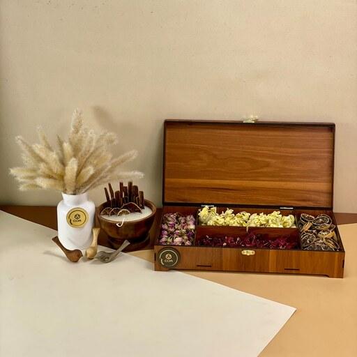 جعبه و باکس پذیرایی چوبی مدل نارنج جهت دکوراسیون و هدیه مناسب دمنوش و آجیل و...