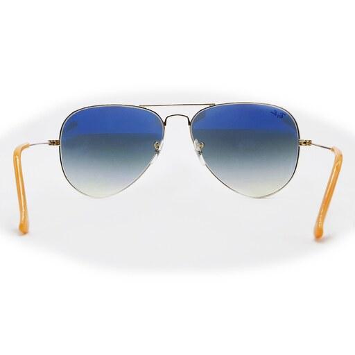 عینک آفتابی ray ban ریبن مدل 3026 آبی های لایت  بدنه طلایی کد 32