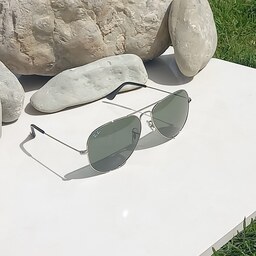 عینک آفتابی ray ban ریبن مدل 3026 سبز  بدنه نقره ای کد 53