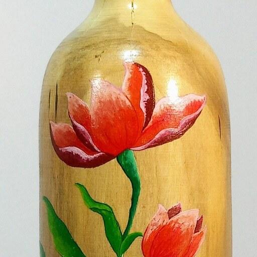 گلدان چوبی  با نقاشی دستی