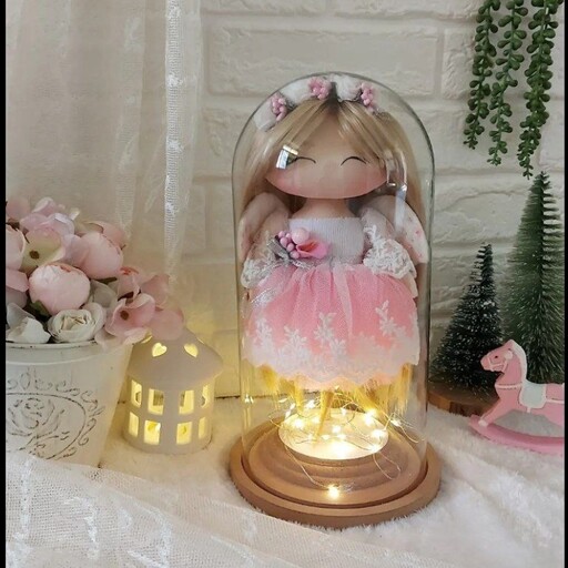 عروسک روسی فرشته قد 30 سانت درون باکس شیشه ای