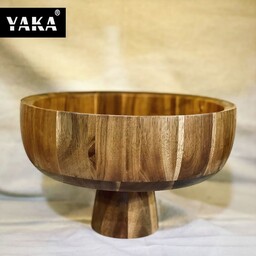 کاسه چوبی پایه مخروطی محصول جدید یاکاوود YAKA قطر 30 ارتفاع 20 .پایه جداشونده
