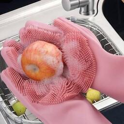 دستکش سیلیکونی پرزدار آشپزخانه به صورت جفتی مناسب برای هر کدبانو در پلاسکو دهقان 