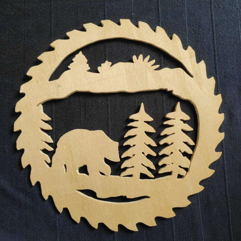 تابلو معرق خرس زیبای چوبی