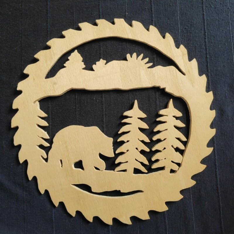 تابلو معرق خرس زیبای چوبی