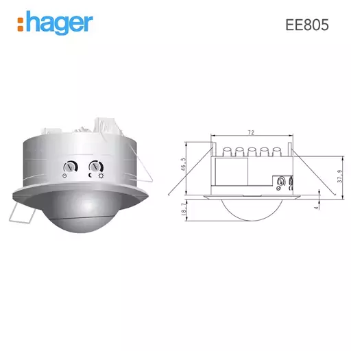 سنسور حرکتی سقفی توکار هاگر مدل hager EE805