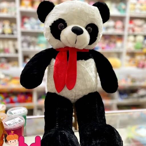 عروسک پولیشی وارداتی مدل خرس طرح پاندا سایز 60 سانتی کیفیت عالی بدون پرزدهی و بدون حساسیت تک رنگ مطابق عکس 