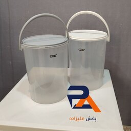 سطل دسته پلاستیکی شفاف سایز3از برند معتبر تاپکو تهیه شده از مواد نو  مقاوم 