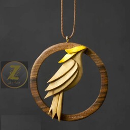 گردنبند چوبی پرنده بهاری با سه نوع چوب زیبا