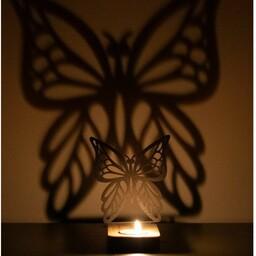 جاشمعی چوبی طرح پروانه دستساز