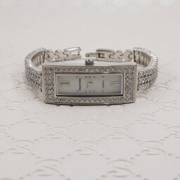 ساعت نقره جواهر با آبکاری طلا سفید
