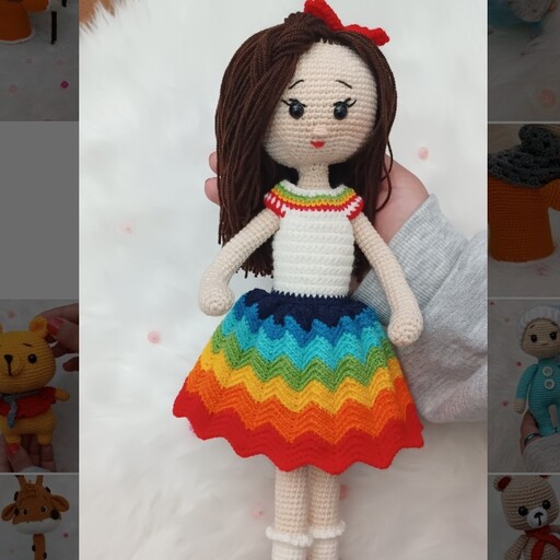 دختر رنگین کمان عروسک بافتنی بافته شده با کاموا اکریل تاب 
