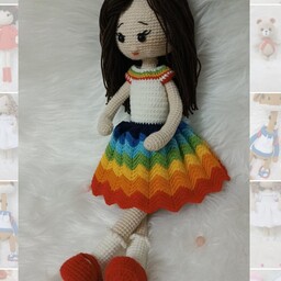 دختر رنگین کمان عروسک بافتنی بافته شده با کاموا اکریل تاب 
