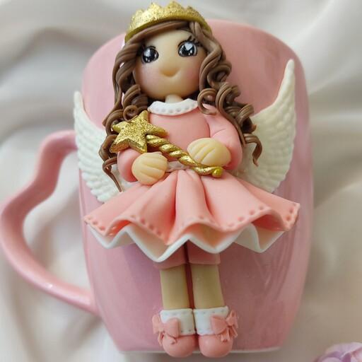 ماگ عروسکی فرشته فانتزی دخترانه زیبا رنگ ماگ به دلخواه شما