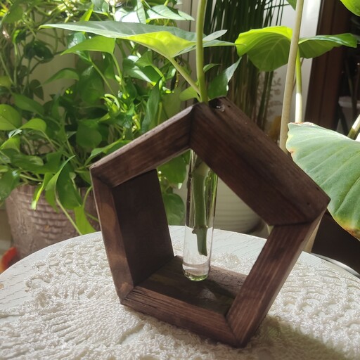 گلدان فانتزی چوبی مدل 5 ضلعی