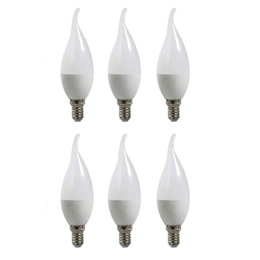 پک شش عدد لامپ LED شمعی جهت لوستر- برند دونیکو - 7وات -( نور سفید، نور افتابی)،استاندارد-