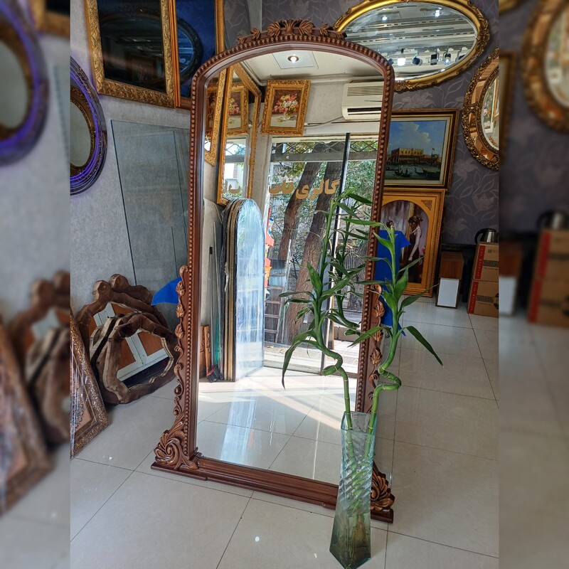 آینه قدی منبت کاری شده چوب راش با آینه اردکان (ارسال تهران رایگان)