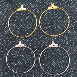گوشواره حلقه ای خام نقره ای و طلایی 3سانت(یک جفت رنگ انتخابی)جهت ساخت گوشواره مرواریدی و سوارسکی و منجوق دوزی