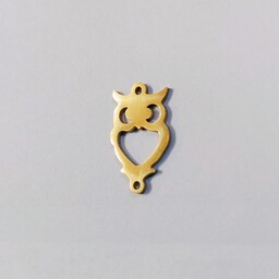 پلاک استیل طرح جغد طلایی2سانتی(یک عدد)پلاک دستبند گردنبند محکم رنگ ثابت آبکاری درجه یک
