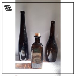 بطری شیشه ای رنگ دودی ( مناسب نوشیدنی ، روغن ، آبلیمو  ، دکوری ، جاشمعی و گلدان)