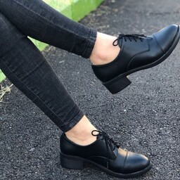 کفش چهاربند زنانه اداری و دانشجویی سایز37تا40رنگ مشکی رویه بیاله خارجی زیره پیو مناسب استفاده طولانی کفش کلاسیک