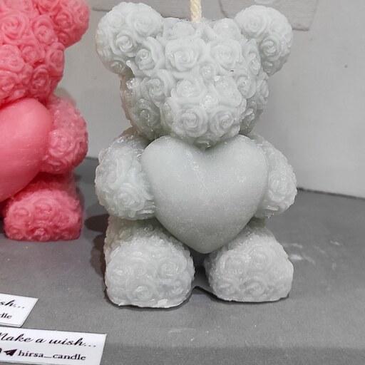 شمع خرس ژورنالی به همراه استند در رنگبندی متنوع مناسب ولنتاین و دکور خونه و هدیه