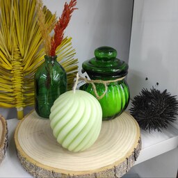 شمع سبز ست، به همراه استند چوبی، قابل سفارش در رنگبندی
