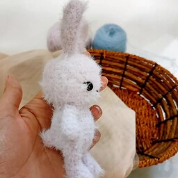 خرگوش پشمالو بافته شده با کاموا ترک درجه یک قابل شستشو اندازه حدودی 15 سانت 