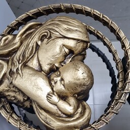 مجسمه مهر مادرو کودک ارتفاع 25 سانت در سه رنگ نقره ای و طلایی و مشکی طلایی قابل شستشو و رنگ ثابت