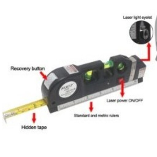 متر لیزری سه کاره ابزارجوانمردی متر عادی  تراز آبی  لیزر سه حالته و خط کش 