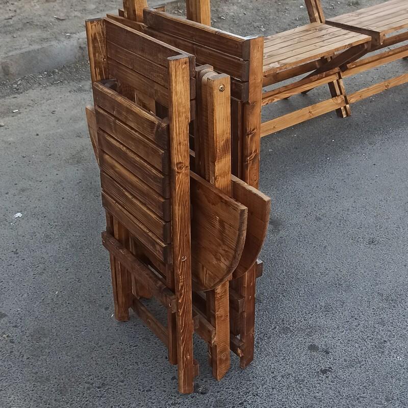 میز و صندلی چوبی دونفره گرد  تاشو (ارسال بصورت پس کرایه)